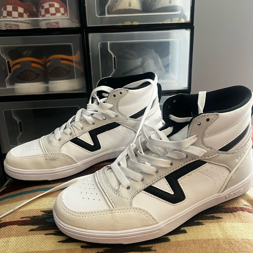 Vans High-Top Sneakers - White and Navy Blue
